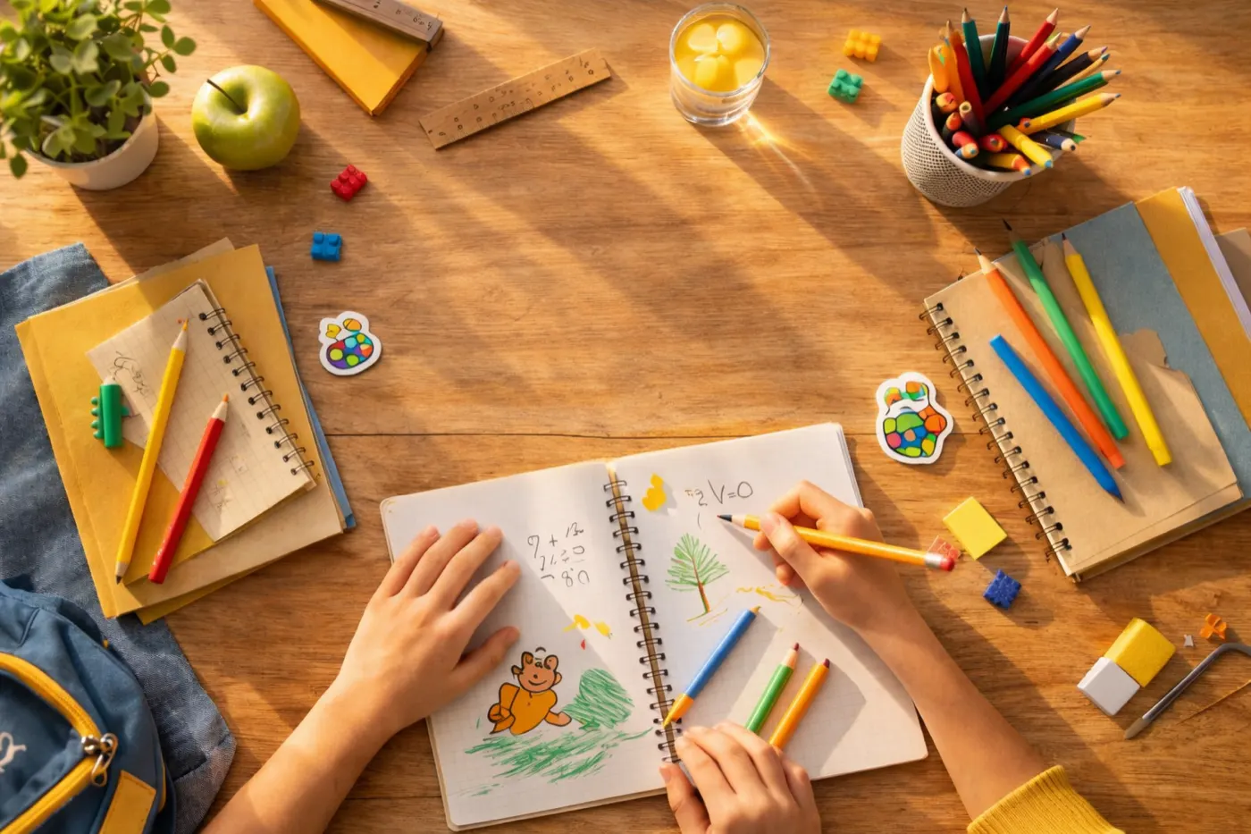 Child's drawing with colored pencils